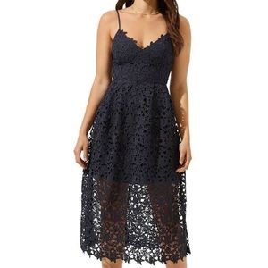 ASTR the label size xs navy blue lace midi dress fancy